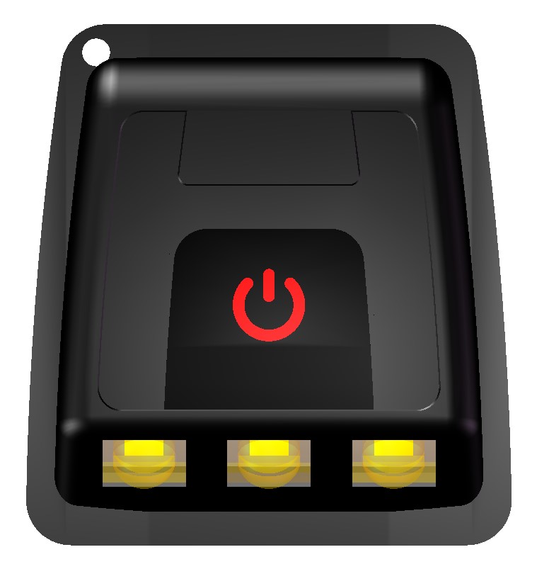 Black lamp module with three LEDs along the lower edge